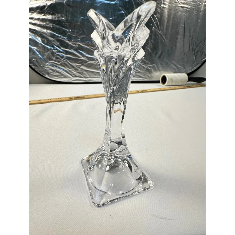 Mikasa Crystal‎ Flower Bud Vase Clear Glass Diamond Cut Base Elegant Decor